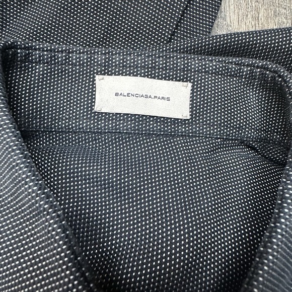 Balenciaga Shirt Black Medium 15.5 / 39 Made in Italy 100% Cotton AUTHENTIC M - Picture 5 of 9